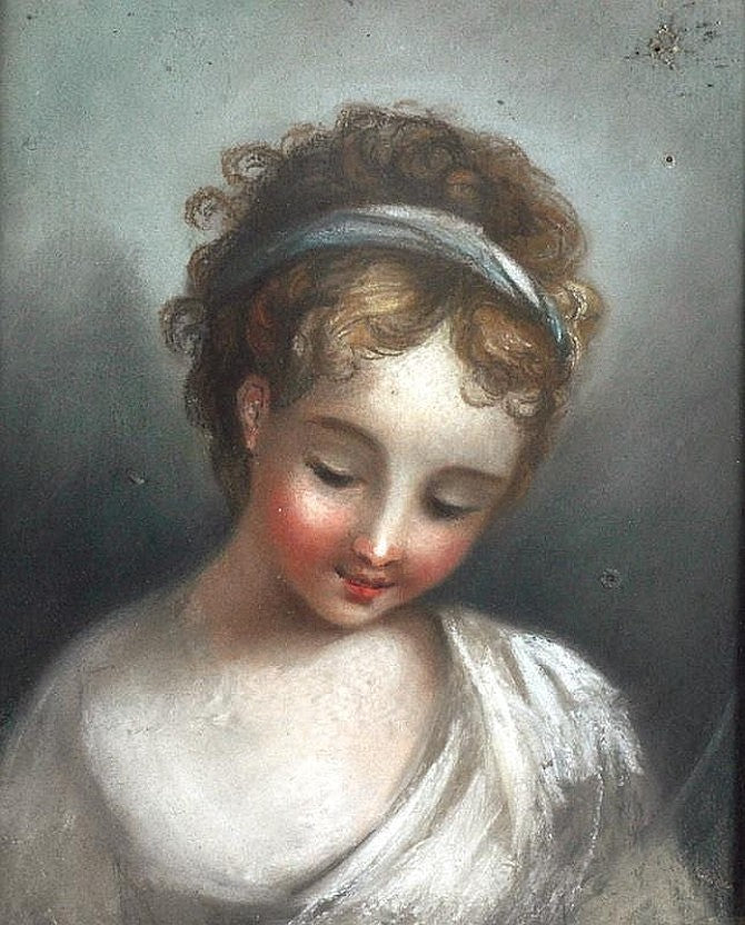 Portrait of Princess Ekaterina Trubetskoy as a Child, vintage artwork by Louis Jean François Lagrenee, 12x8" (A4) Poster