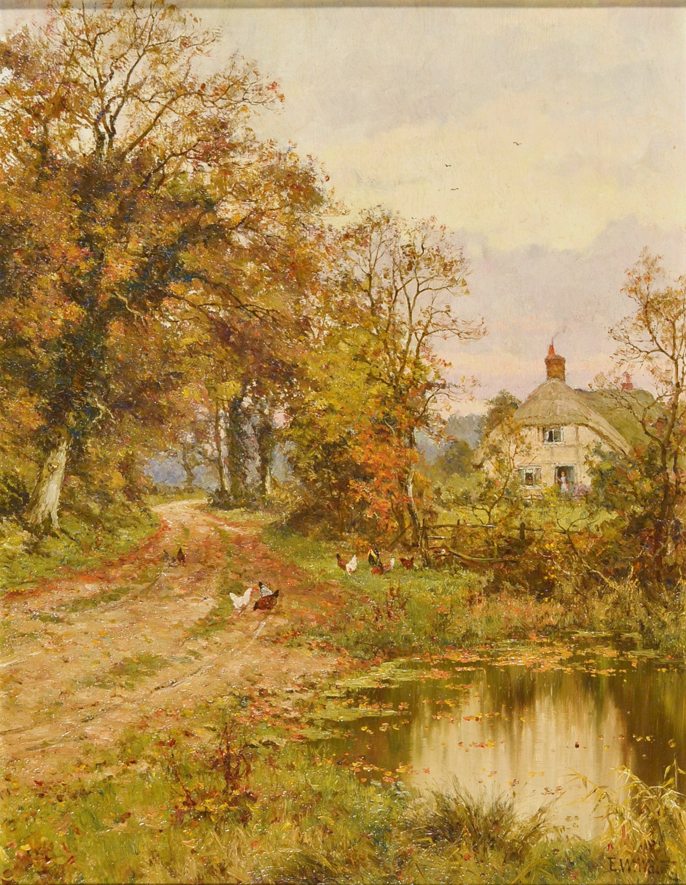 A Country Road in Autumn, vintage artwork by Edward Wilkins Waite, 12x8" (A4) Poster