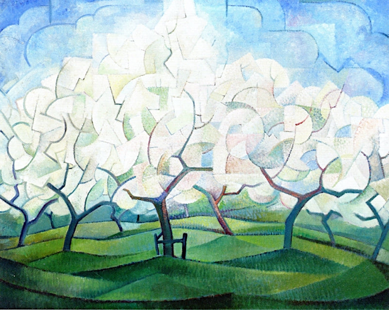 Blossoming Fruit Trees, vintage artwork by Albert Fiks, 12x8" (A4) Poster