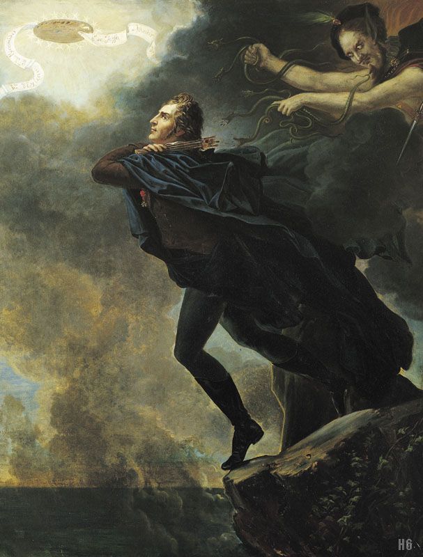The Baron Rushing into Eternity, vintage artwork by Jacques-Charles Bordier du Bignon, 12x8" (A4) Poster