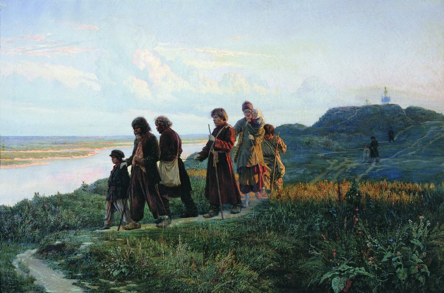 Blind Pilgrims, vintage artwork by Nikolai Aleksandrovich Yaroshenko, 12x8" (A4) Poster