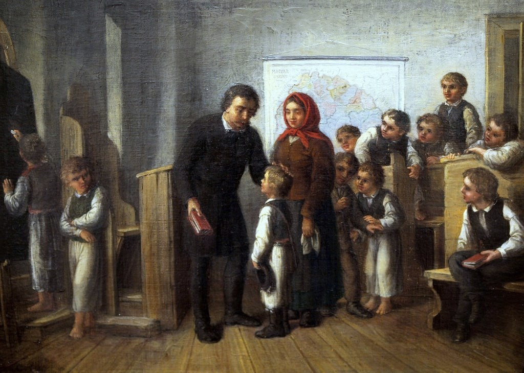 Village School, vintage artwork by Soma Orlai Petrich, 12x8" (A4) Poster