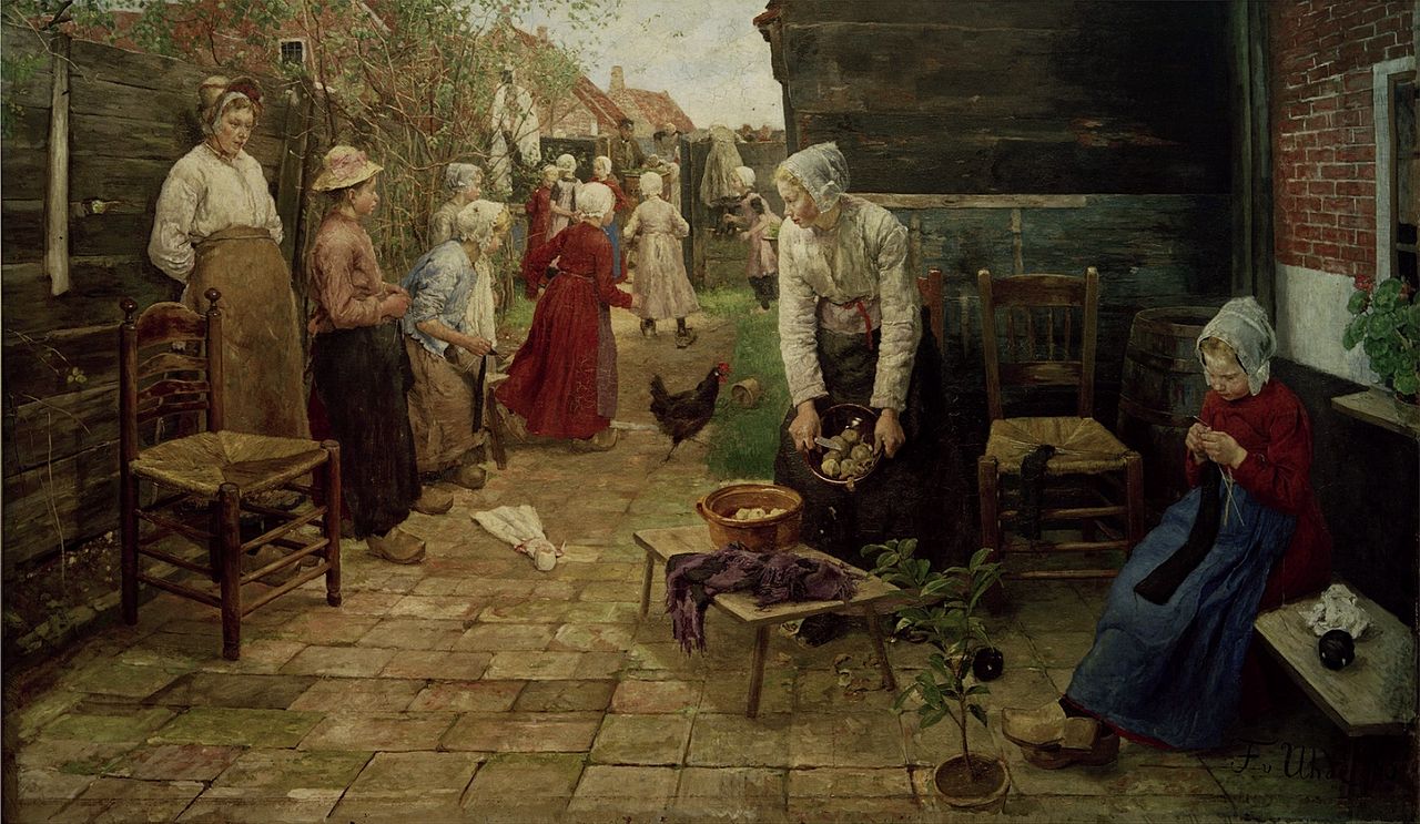 Arrival of the Organ Grinder, vintage artwork by Fritz von Uhde, 12x8" (A4) Poster