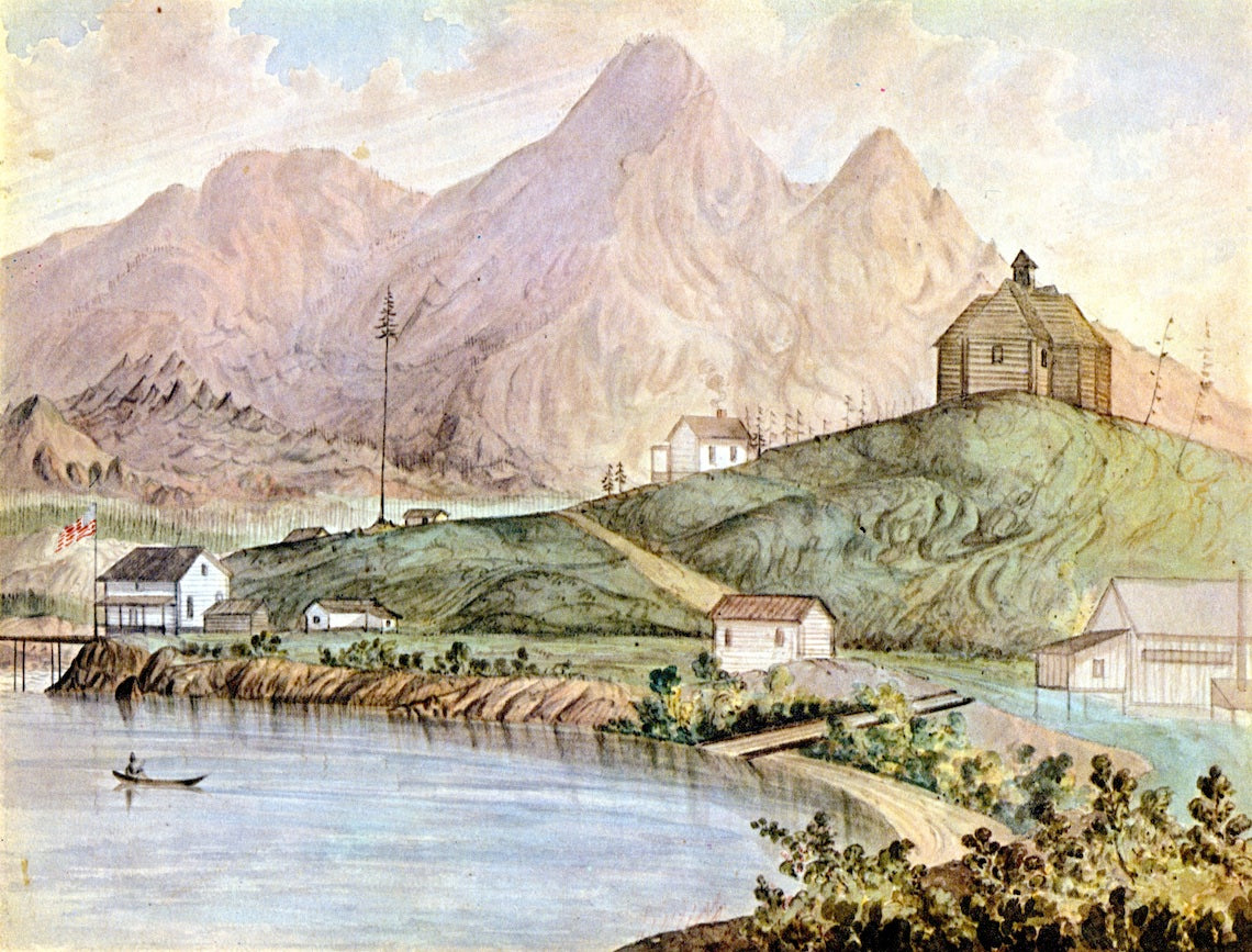 Upper Cascades, Columbia River, vintage artwork by James Madison Alden, 12x8" (A4) Poster
