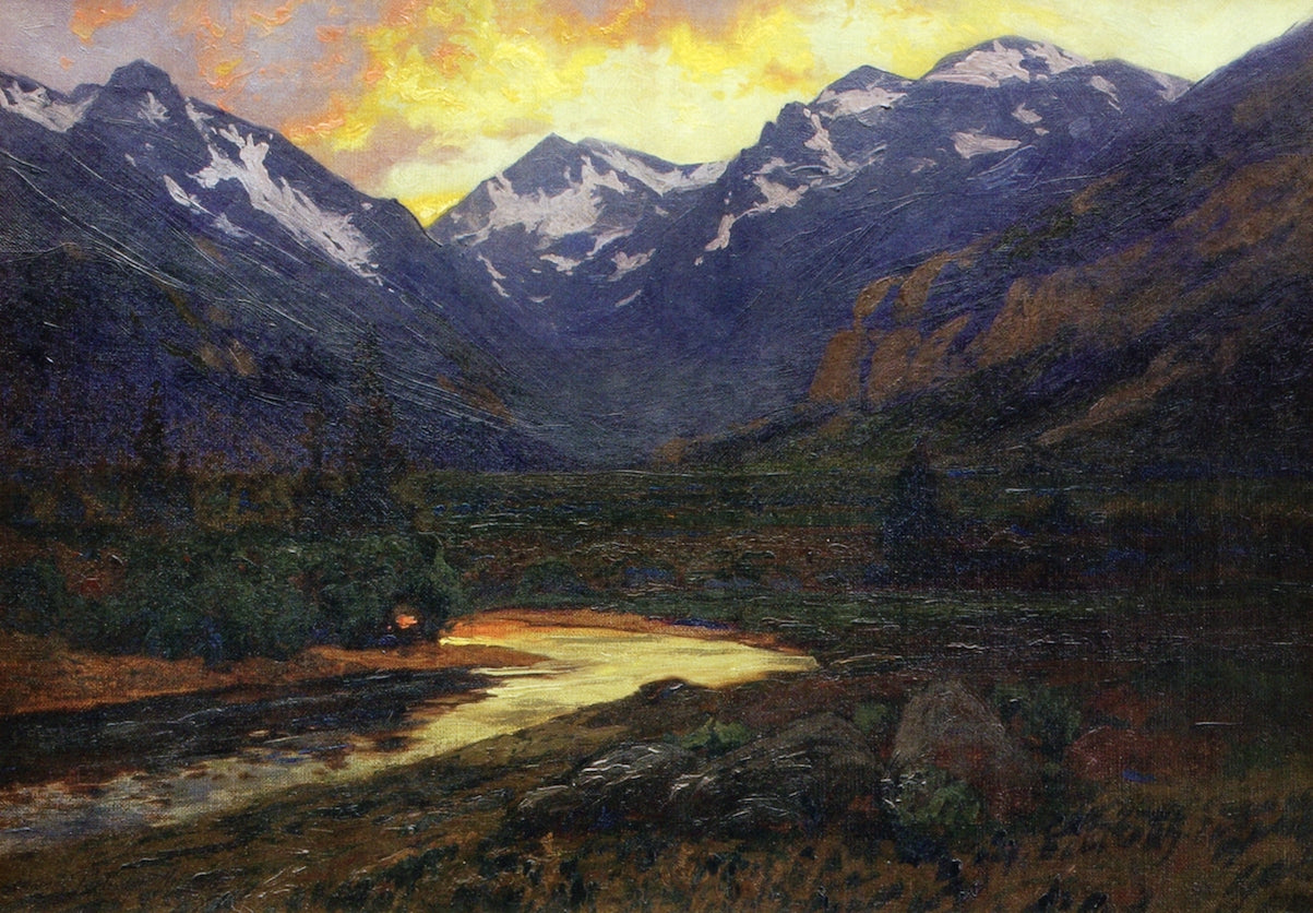 Moraine Park at Sunset (Estes Park), vintage artwork by Charles Partridge Adams, 12x8" (A4) Poster