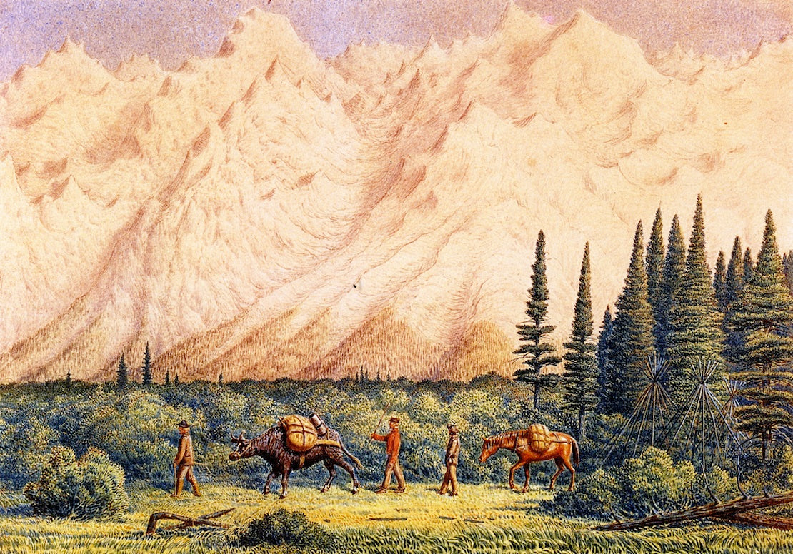 Foot of Rocky Mountains, vintage artwork by William George Richardson Hind, 12x8" (A4) Poster