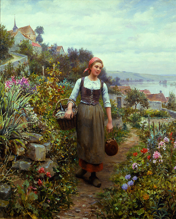 The Breakfast, vintage artwork by Daniel Ridgway Knight, 12x8" (A4) Poster