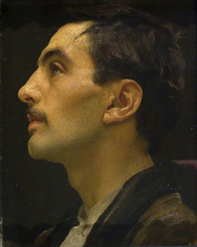Head of an Italian Male Model, vintage artwork by Sir Frederic Lord Leighton, 12x8" (A4) Poster