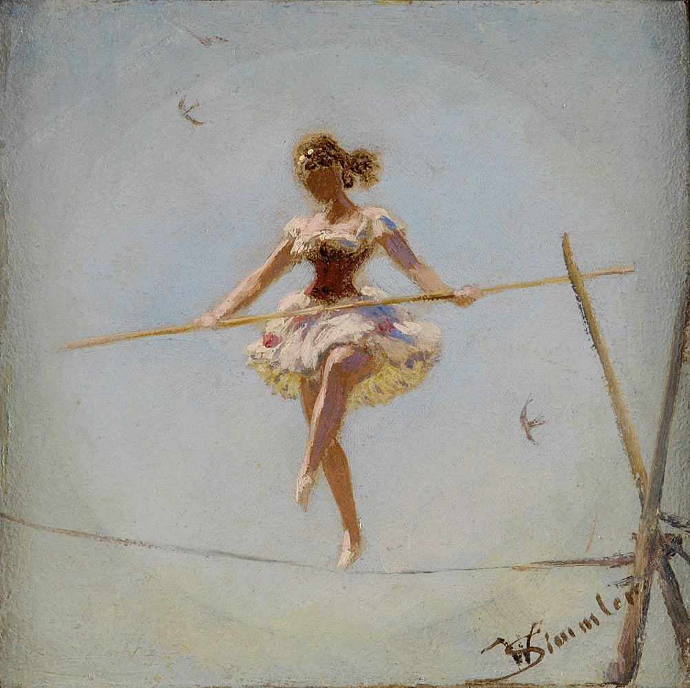 The Tightrope, vintage artwork by Wilhelm Simmler, 12x8" (A4) Poster