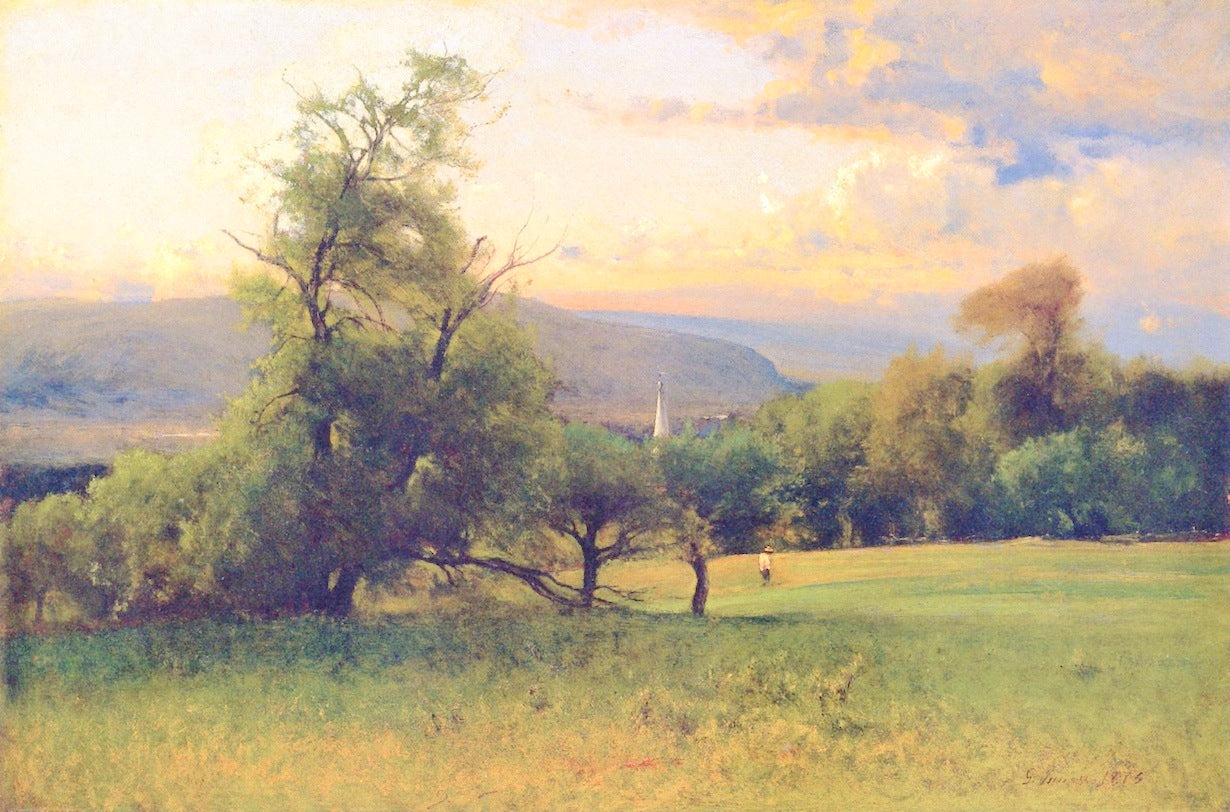 The Church Spire, vintage artwork by George Inness, 12x8" (A4) Poster