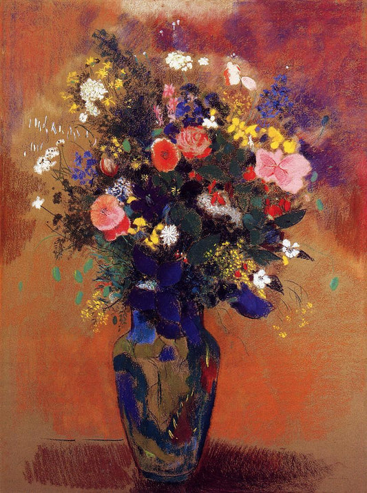 Bouquet in a Persian Vase, vintage artwork by Odilon Redon, 12x8" (A4) Poster