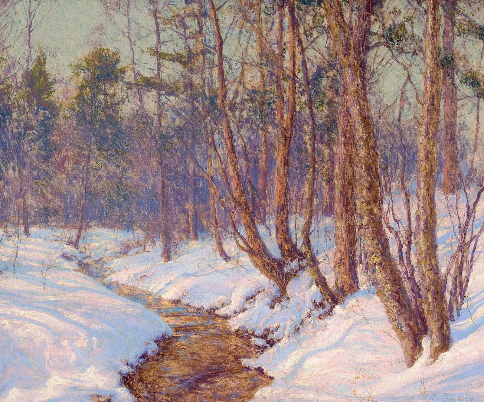 Upland Stream, Mohawk Valley, vintage artwork by Walter Launt Palmer, 12x8" (A4) Poster