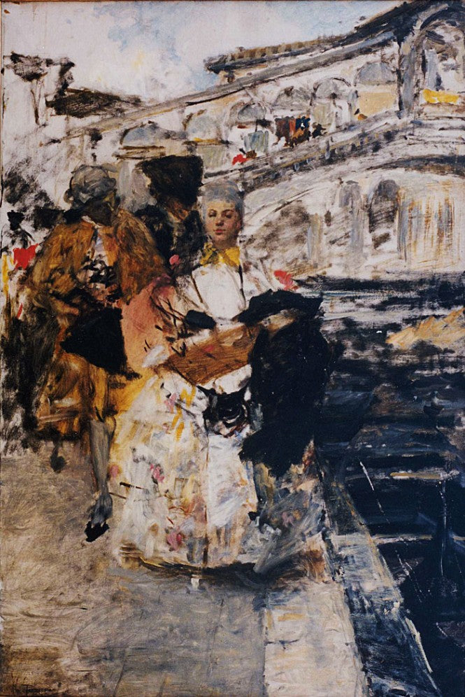 Rialto Bridge, vintage artwork by Giacomo Favretto, 12x8" (A4) Poster