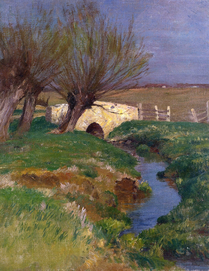 Weeping Willow Bridge, vintage artwork by Walter Clark, 12x8" (A4) Poster
