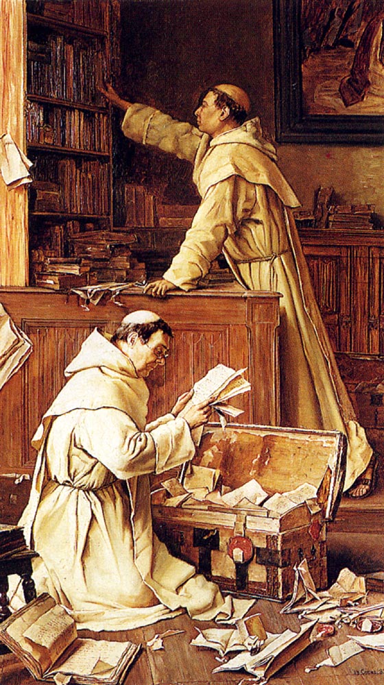 The Lost Manuscript, vintage artwork by Jean Henri de Coene, A3 (16x12") Poster Print