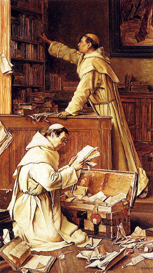 The Lost Manuscript, vintage artwork by Jean Henri de Coene, A3 (16x12") Poster Print