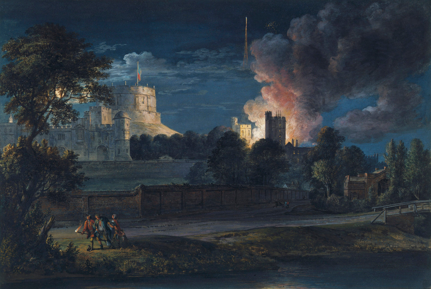 Windsor Castle from Datchet Lane on a Rejoicing Night, vintage artwork by Paul Sandby , R.A., 12x8" (A4) Poster