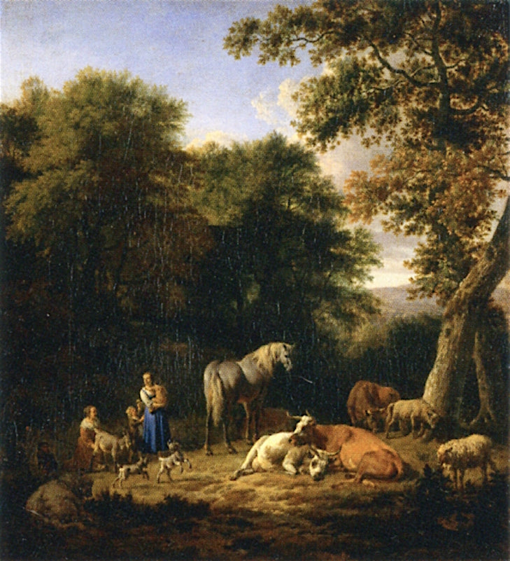 Herders in a Wood, vintage artwork by Adriaen van de Velde, 12x8" (A4) Poster