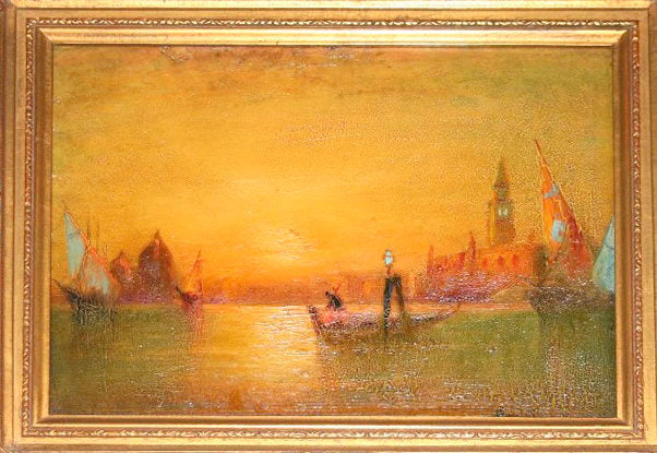 Golden Sunlight, Venice, vintage artwork by George Bogert, 12x8" (A4) Poster