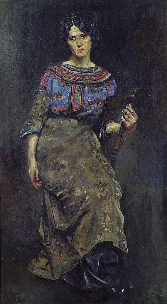 Woman Seated, vintage artwork by Christian Krohg, 12x8" (A4) Poster