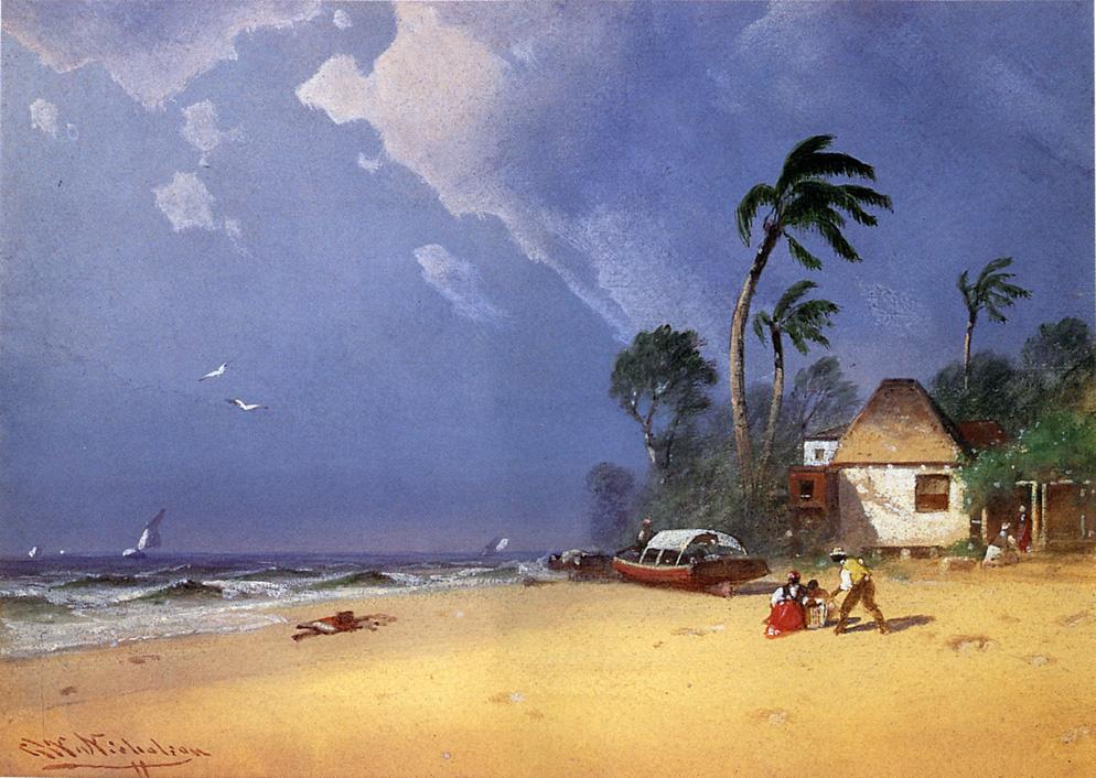Bahamian Scene, vintage artwork by George Washington Nicholson, 12x8" (A4) Poster