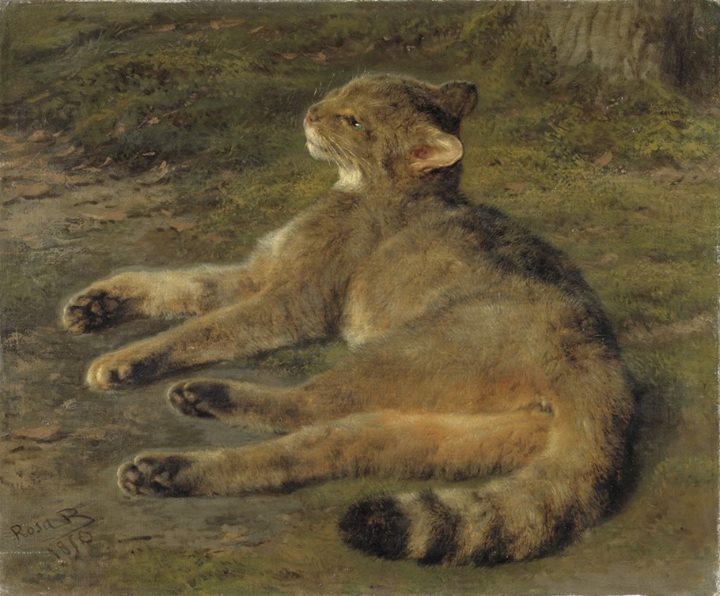 Wild Cat, vintage artwork by Rosa Bonheur, 12x8" (A4) Poster