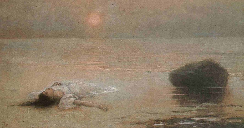 Drowned, vintage artwork by Jakub Schikaneder, 12x8" (A4) Poster