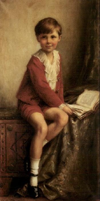 Portrait of Teddy, son of Lieutenant BWG Oates, vintage artwork by Herbert James Draper, 12x8" (A4) Poster