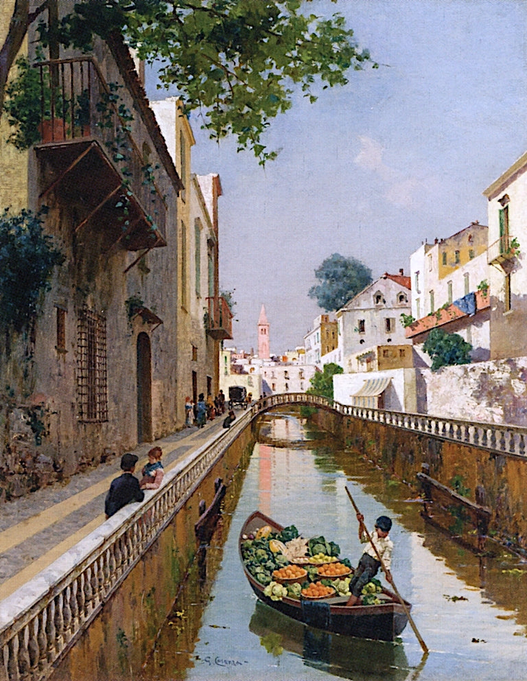 View of a Venetian Canal, vintage artwork by Giuseppi Cosenza, 12x8" (A4) Poster