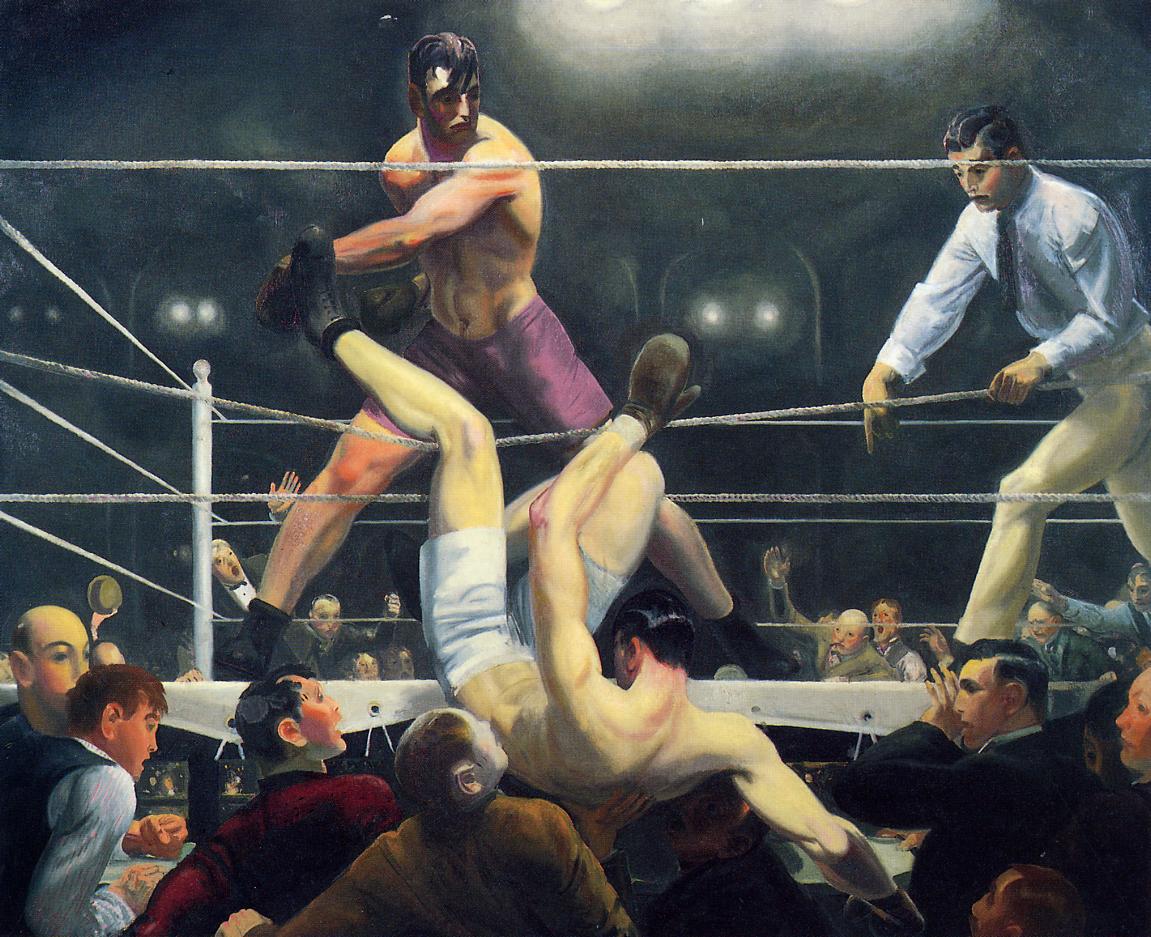 Dempsey and Firpo, vintage artwork by George Wesley Bellows, 12x8" (A4) Poster