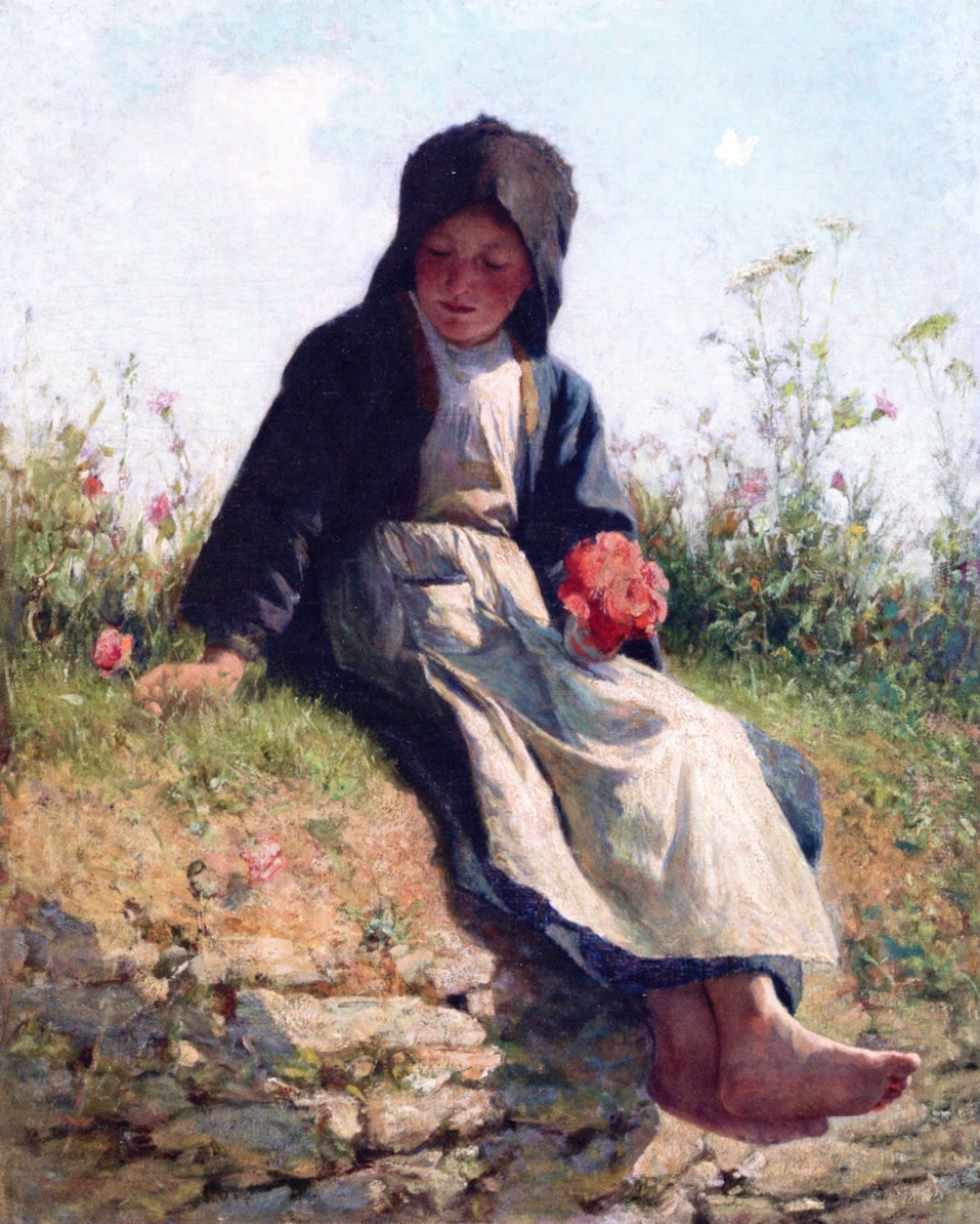 A Breton Girl, vintage artwork by Edward Henry Potthast, 12x8" (A4) Poster