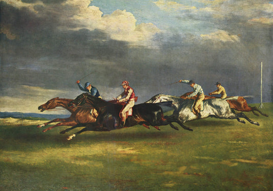 The 1821 Derby  at Epsom, vintage artwork by Theodore Gericault, 12x8" (A4) Poster