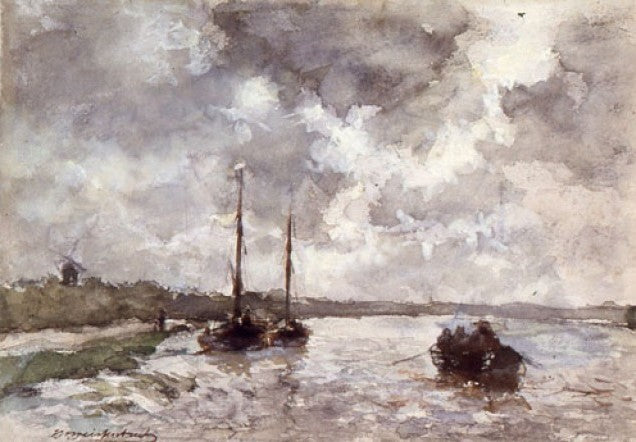 View on the Meuse, vintage artwork by Johan Hendrik Weissenbruch, 12x8" (A4) Poster