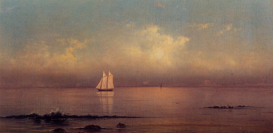 Becalmed, Long Island Sound, vintage artwork by Martin Johnson Heade, A3 (16x12") Poster Print