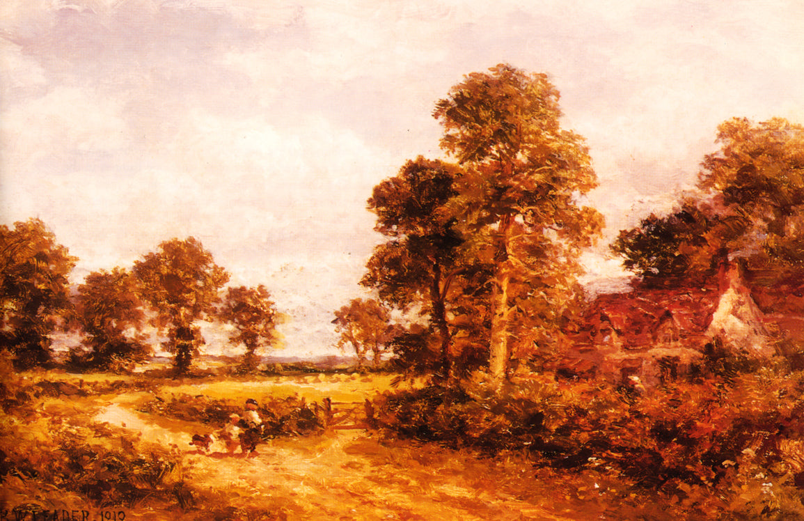 The Lane at Whittington, Worcestershire, vintage artwork by Benjamin Williams Leader, 12x8" (A4) Poster