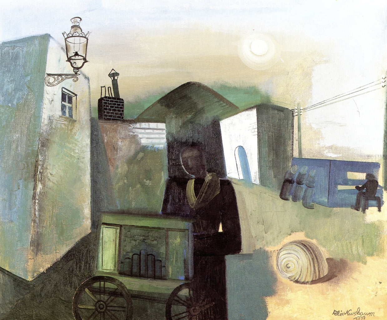 Hurdy-Gurdy Man in a Surreal Landscape by Felix Nussbaum,16x12(A3) Poster