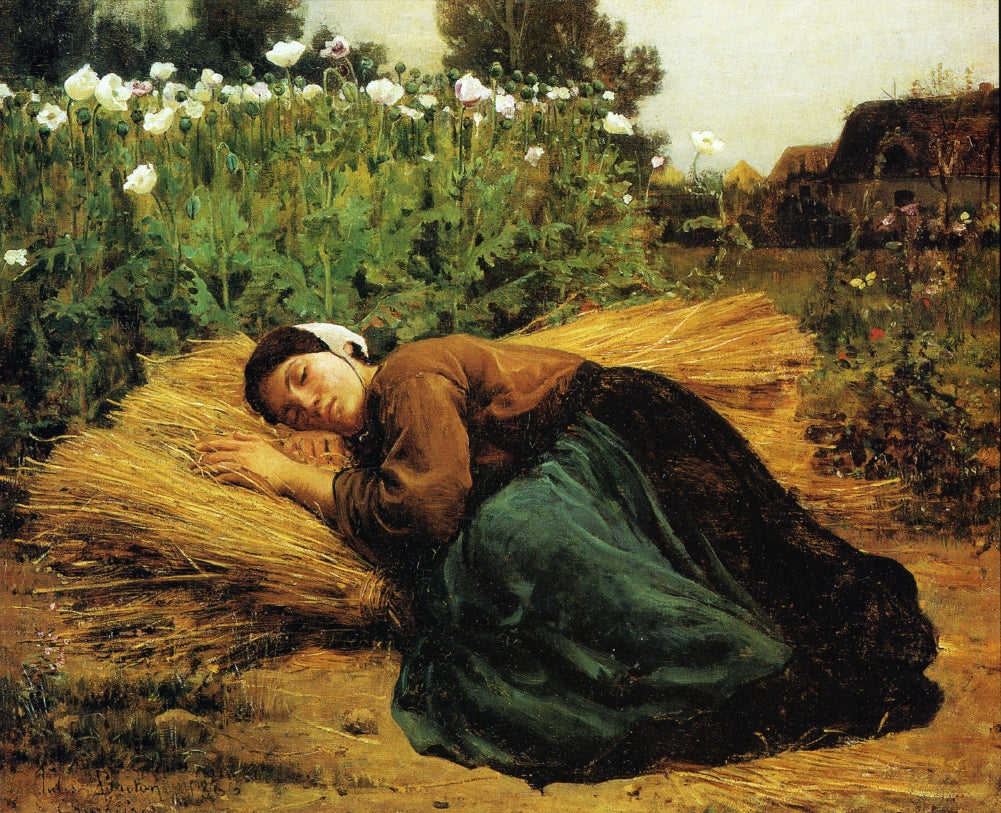 A Rest in the Fields, vintage artwork by Jules-Adolphe Breton, 12x8" (A4) Poster