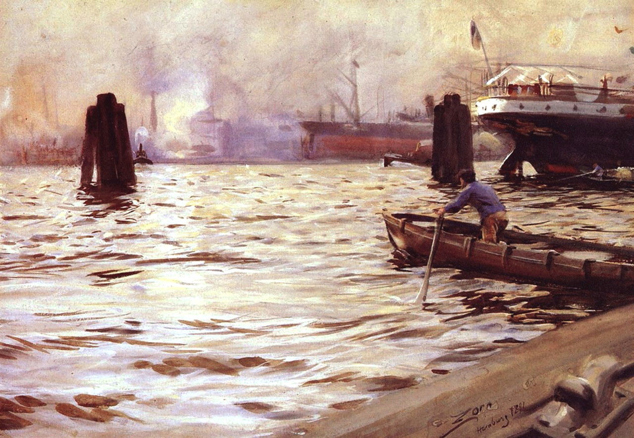 Hamburg Harbour by Anders Zorn,A3(16x12")Poster