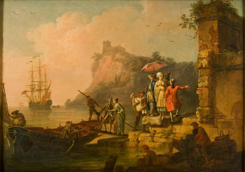 Company Embarking on a Launch, vintage artwork by Pierre-Jacques Volaire, 12x8" (A4) Poster