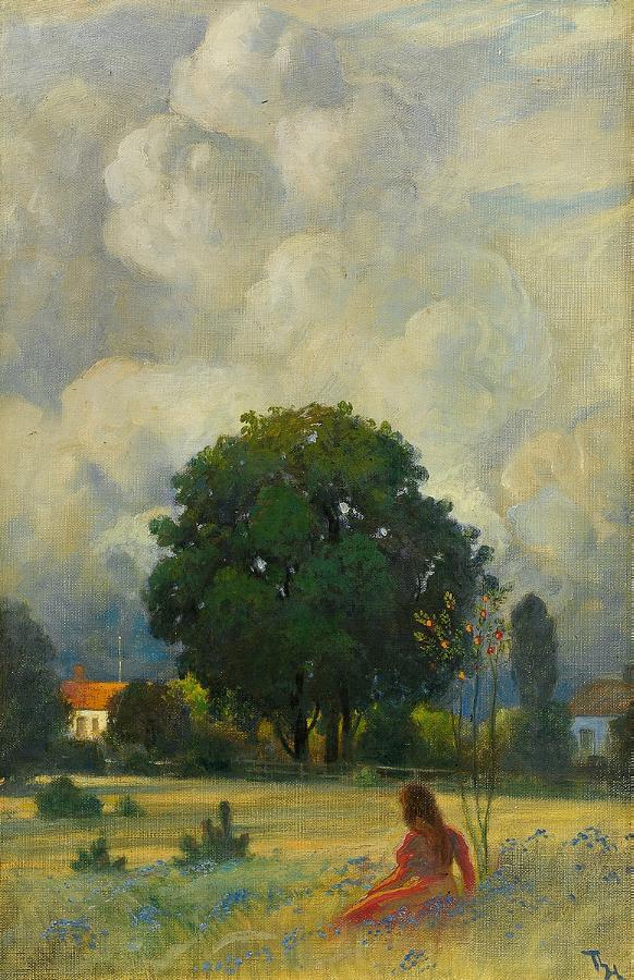 Woman in Landscape (Kvinne i landskap) by Thorolf Holmboe,A3(16x12")Poster