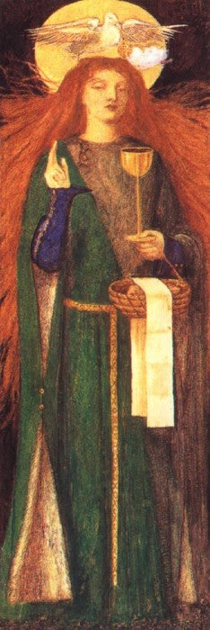 The Damsel of the Sanct Grael, vintage artwork by Dante Gabriel Rossetti, 12x8" (A4) Poster