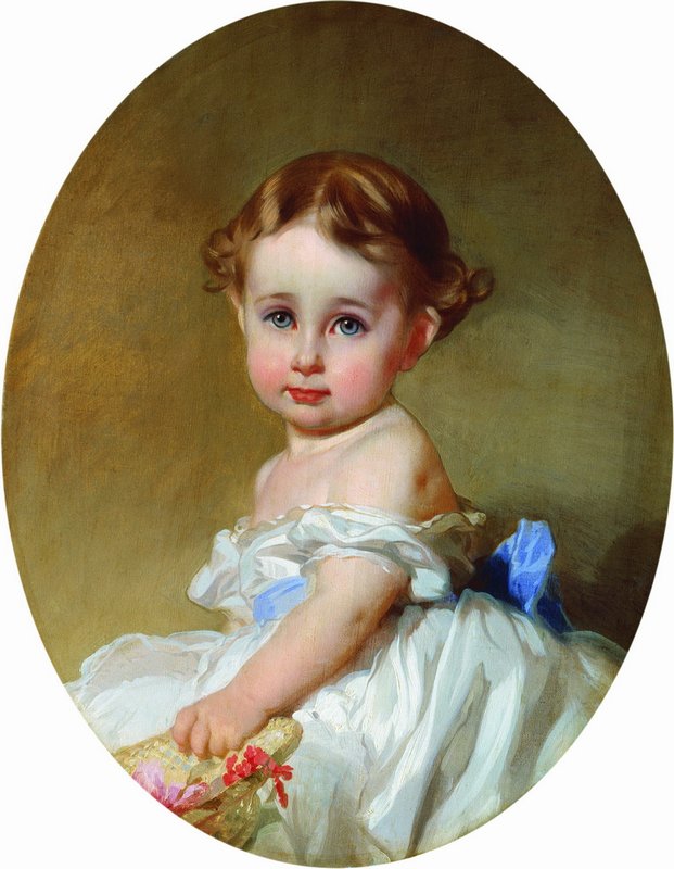 Portrait of V.N. Lvova as a Child, vintage artwork by Ivan Makarov, 12x8" (A4) Poster