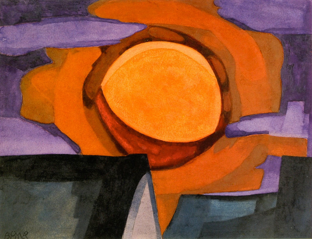 November Moon, vintage artwork by Oscar Bluemner, 12x8" (A4) Poster