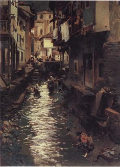 canal, vintage artwork by Enrique Martinez Cubells, 12x8" (A4) Poster
