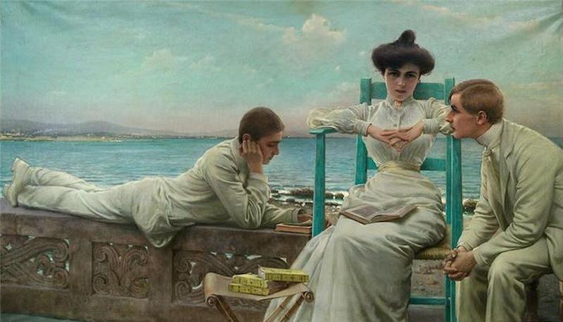 In lettura sul mare by Vittorio Matteo Corcos,A3(16x12")Poster