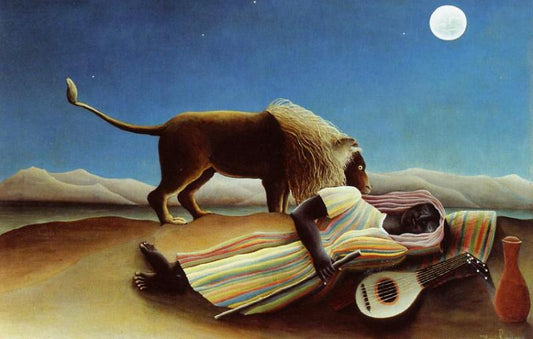 Sleeping Gypsy, vintage artwork by Henri Rousseau, 12x8" (A4) Poster