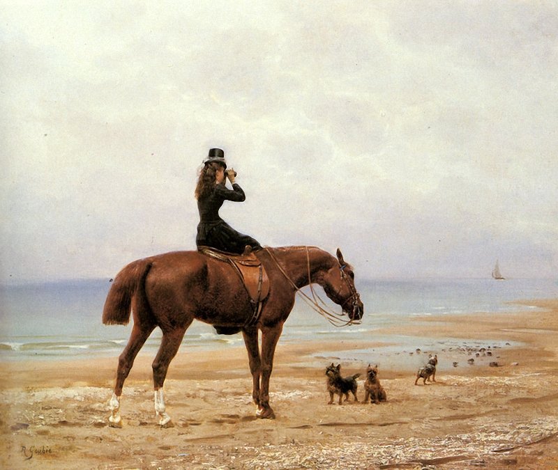 Looking Out To Sea, vintage artwork by Jean Richard Goubie, 12x8" (A4) Poster