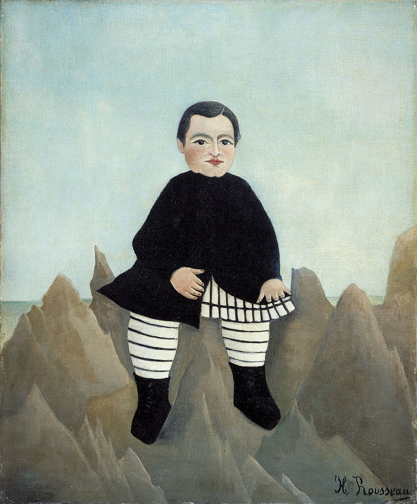 Boy on the Rocks, vintage artwork by Henri Rousseau, 12x8" (A4) Poster