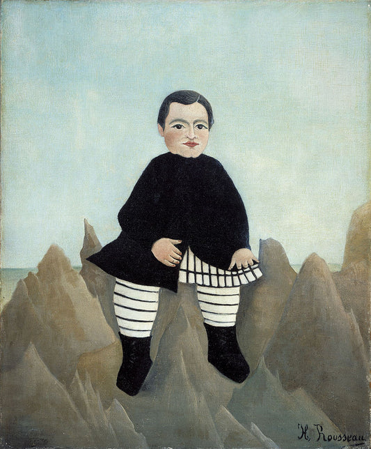 Boy on the Rocks, vintage artwork by Henri Rousseau, 12x8" (A4) Poster