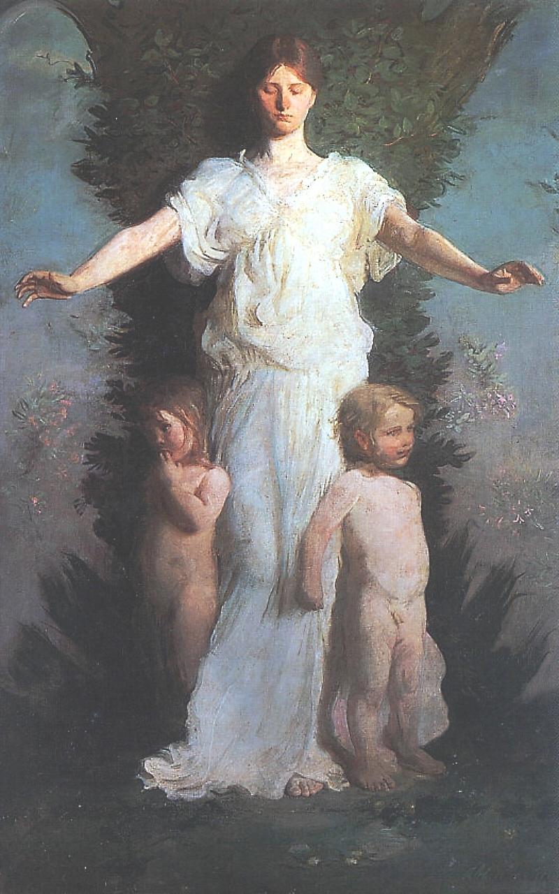 Caritas, vintage artwork by Abbott Handerson Thayer, 12x8" (A4) Poster